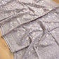 Grey Banarasi Organza Silver Zari Work Floral Design Embroidery Saree