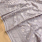 Grey Banarasi Organza Silver Zari Work Floral Design Embroidery Saree