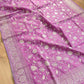 Lavender Banarasi Organza Silver Zari Work Floral Design Embroidery Saree