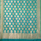 Blue and Green Two Tone Pure Katan Silk Handloom Allover Round Buta Banarasi Dupatta