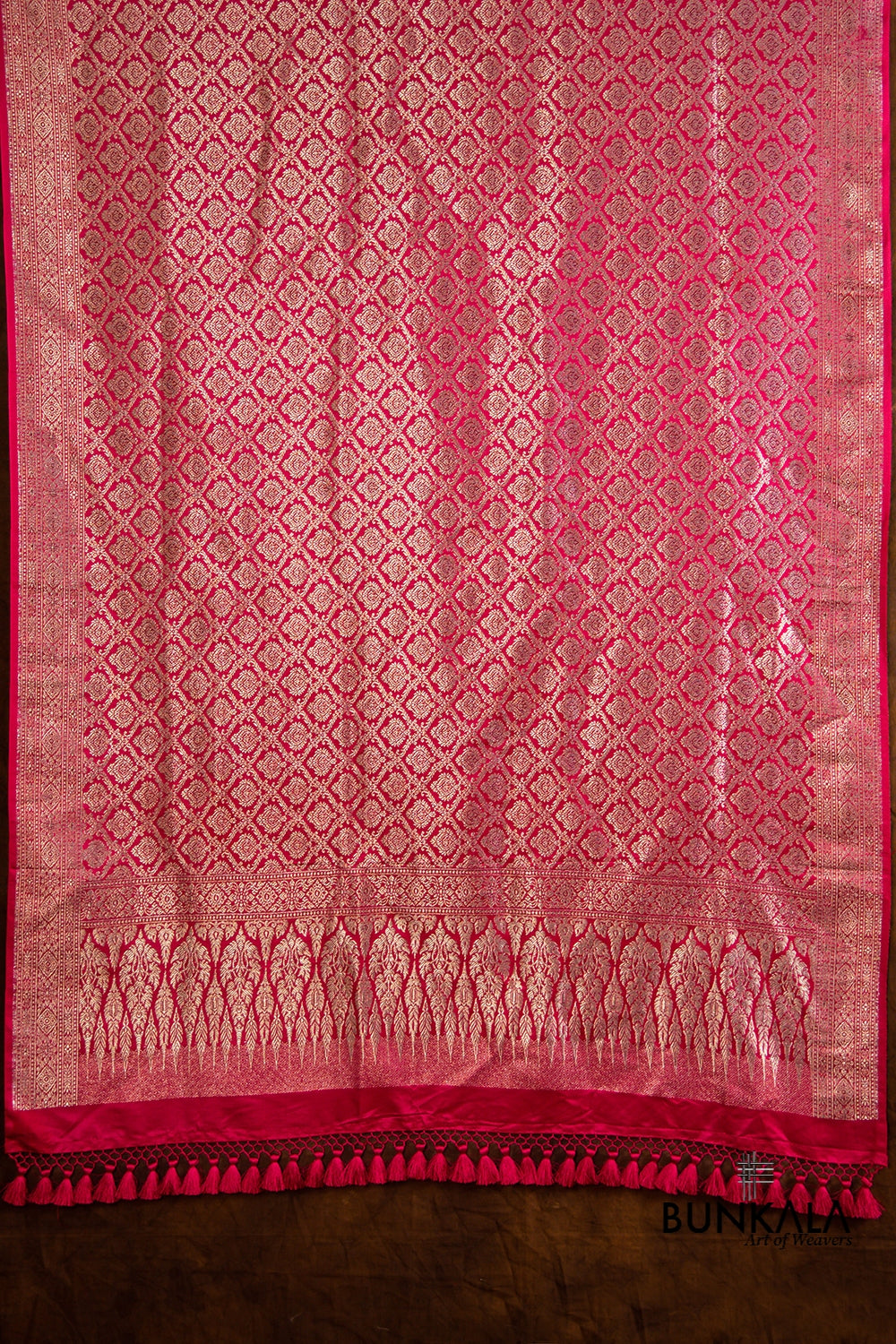 Reddish Pink Mashru Silk Brocade Weaved Banarasi Dupatta