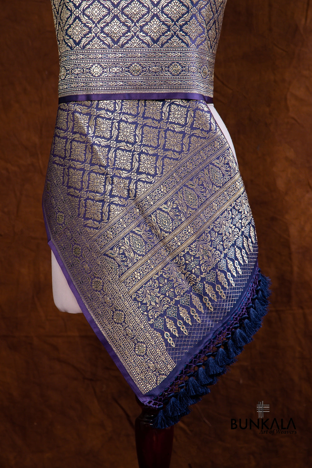 Blue Mashru Silk Brocade Weaved Banarasi Dupatta