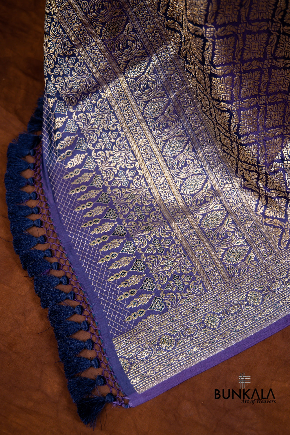 Blue Mashru Silk Brocade Weaved Banarasi Dupatta