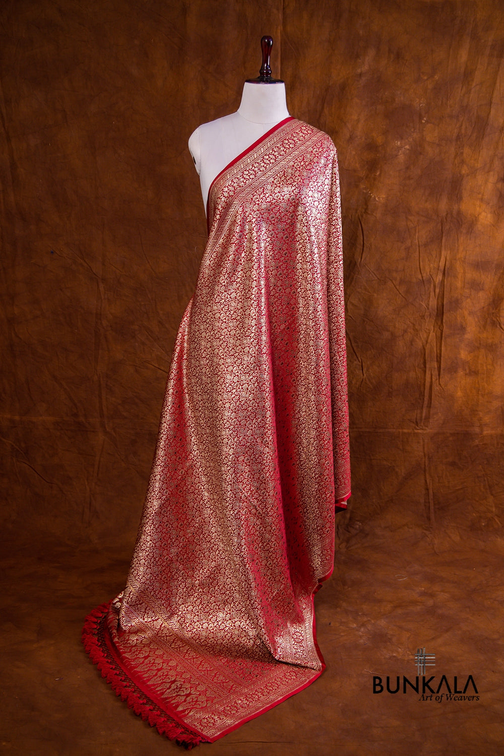 Maroon Mashru Silk Brocade Weaved Banarasi Dupatta