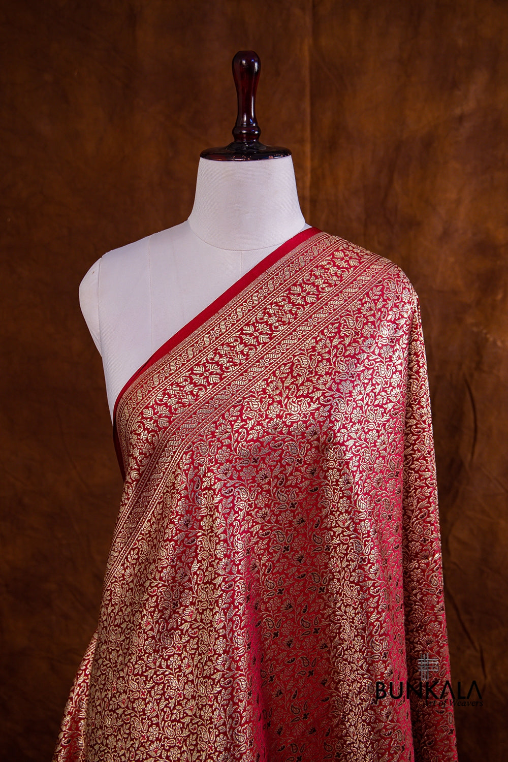 Maroon Mashru Silk Brocade Weaved Banarasi Dupatta