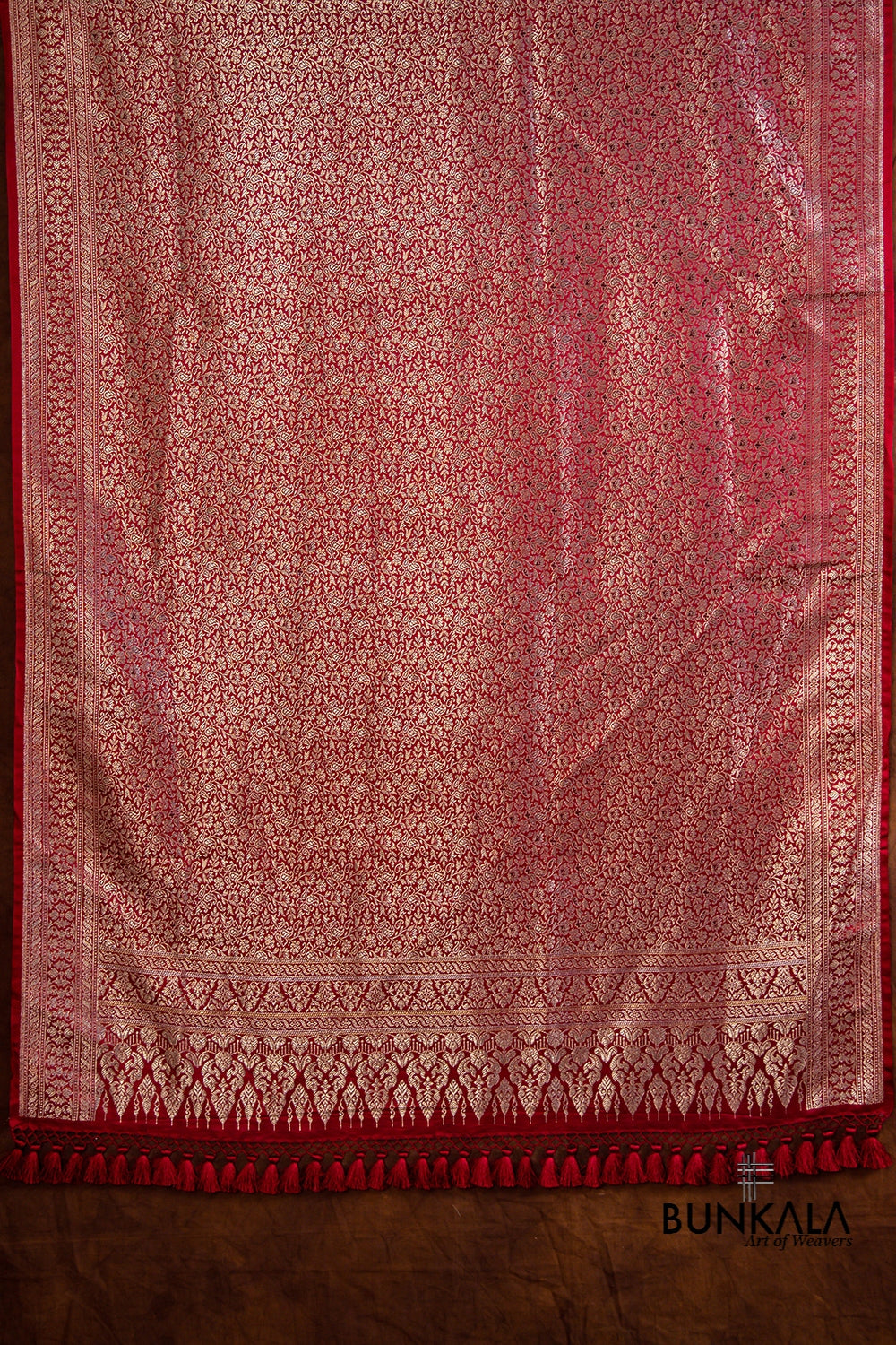 Maroon Mashru Silk Brocade Weaved Banarasi Dupatta