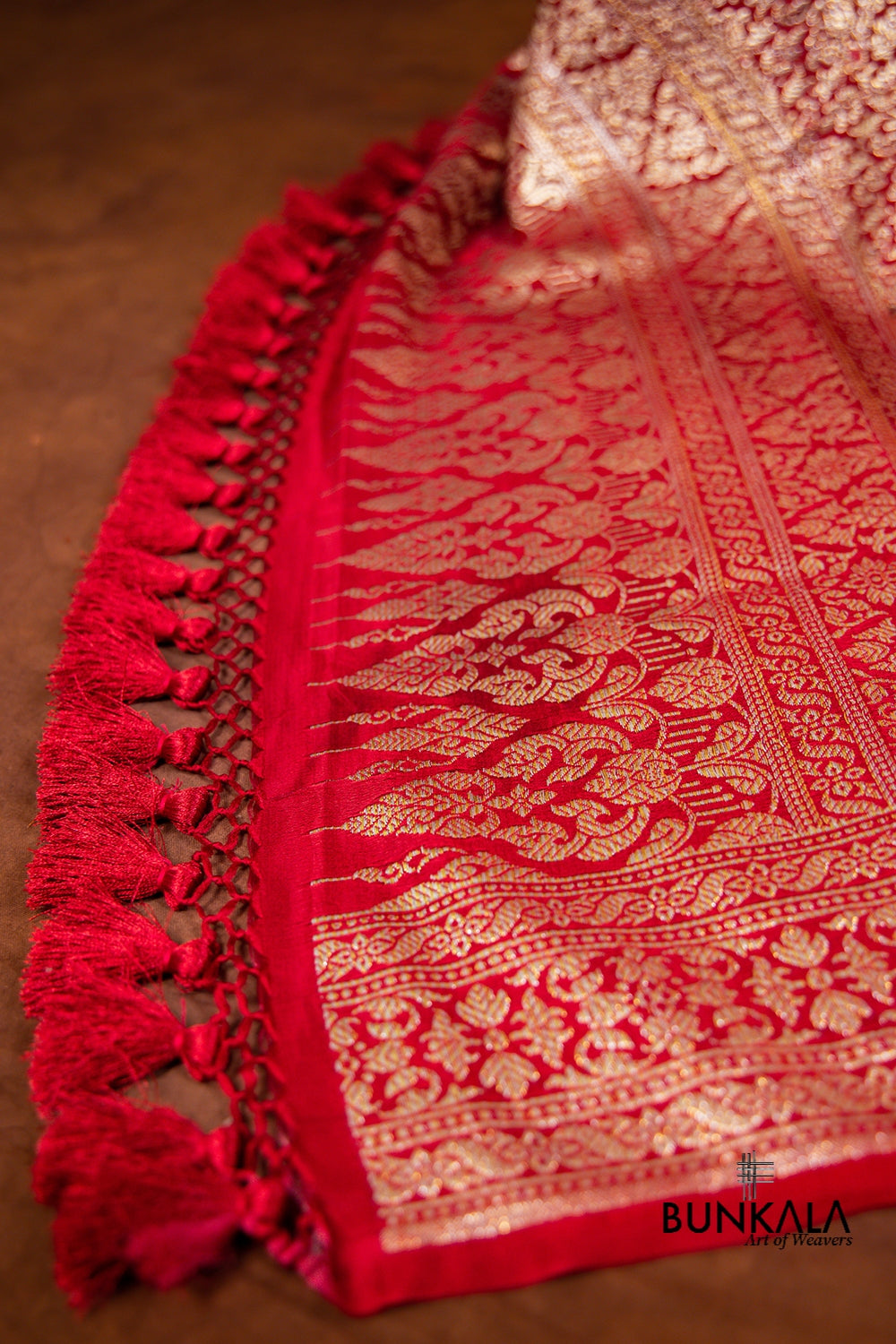 Maroon Mashru Silk Brocade Weaved Banarasi Dupatta