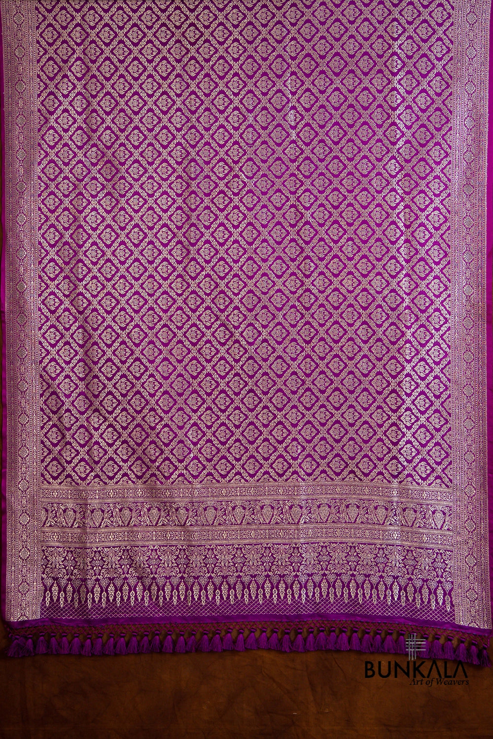 Purple Mashru Silk Brocade Weaved Banarasi Dupatta