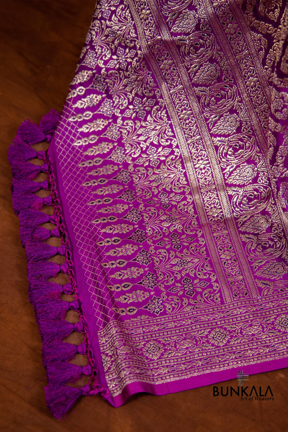 Purple Mashru Silk Brocade Weaved Banarasi Dupatta