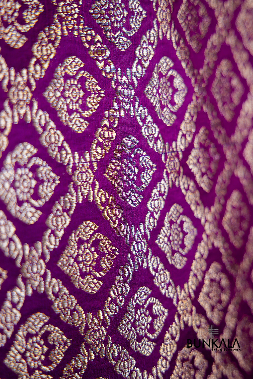 Purple Mashru Silk Brocade Weaved Banarasi Dupatta