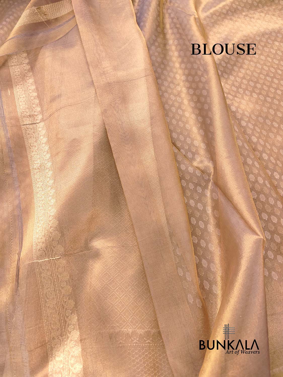 Brown Pure Soft Tissue Handloom Banarasi Saree with Allover Small Buti Design