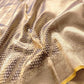Brown Pure Soft Tissue Stripe Heritage Design Handloom Banarasi Saree