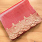 Bright Red Soft Pure Tissue Katan Silk Handloom Scalloped Border Plain Banarasi Saree