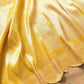 Golden Yellow Soft Pure Tissue Katan Silk Handloom Scalloped Border Plain Banarasi Saree