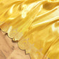 Golden Yellow Soft Pure Tissue Katan Silk Handloom Scalloped Border Plain Banarasi Saree