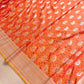 Orange Double Shade Soft Mashru Silk Jamewar Weaved Allover Paisley Buti Design Banarasi Saree