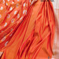 Orange Double Shade Soft Mashru Silk Jamewar Weaved Allover Paisley Buti Design Banarasi Saree