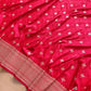 Bridal Red Soft Mashru Silk Jamewar Weaved Allover Leaf Buti Design Banarasi Saree