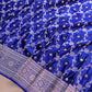 Royal Blue Soft Mashru Silk Jamewar Weaved Jaal Design Banarasi Saree