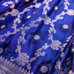 Royal Blue Soft Mashru Silk Jamewar Weaved Jaal Design Banarasi Saree