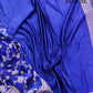 Royal Blue Soft Mashru Silk Jamewar Weaved Jaal Design Banarasi Saree