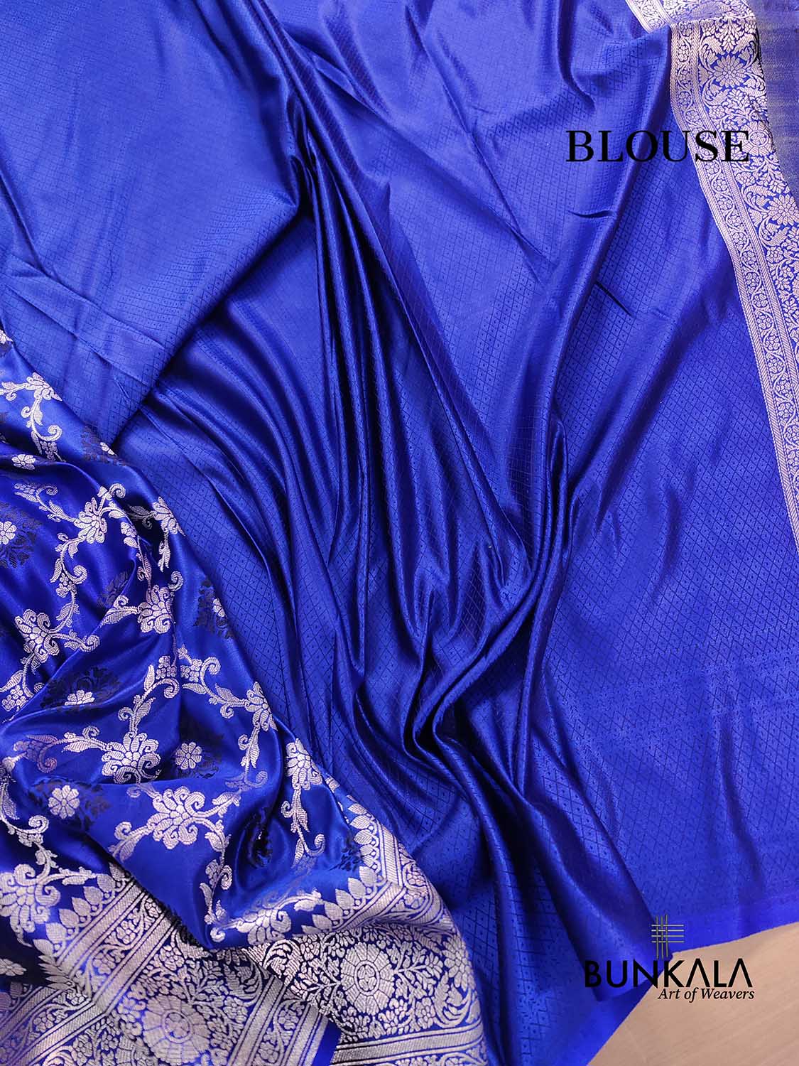 Royal Blue Soft Mashru Silk Jamewar Weaved Jaal Design Banarasi Saree