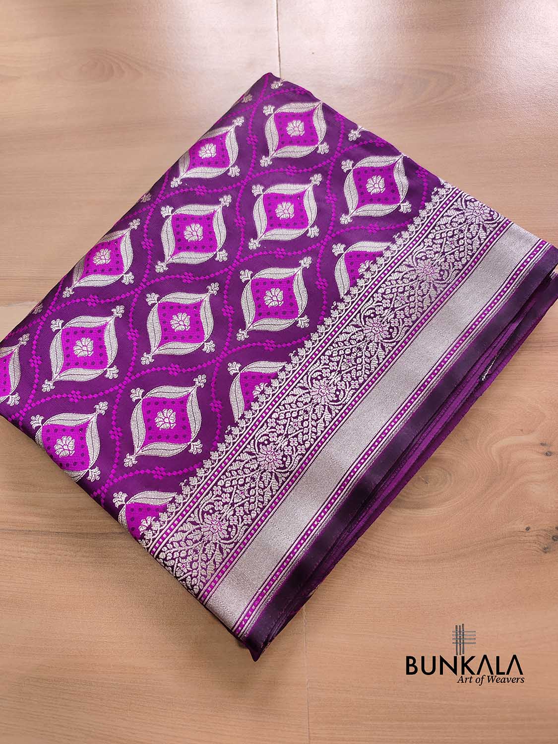 Deep Purple Soft Mashru Silk Jamewar Weaved Banarasi Saree