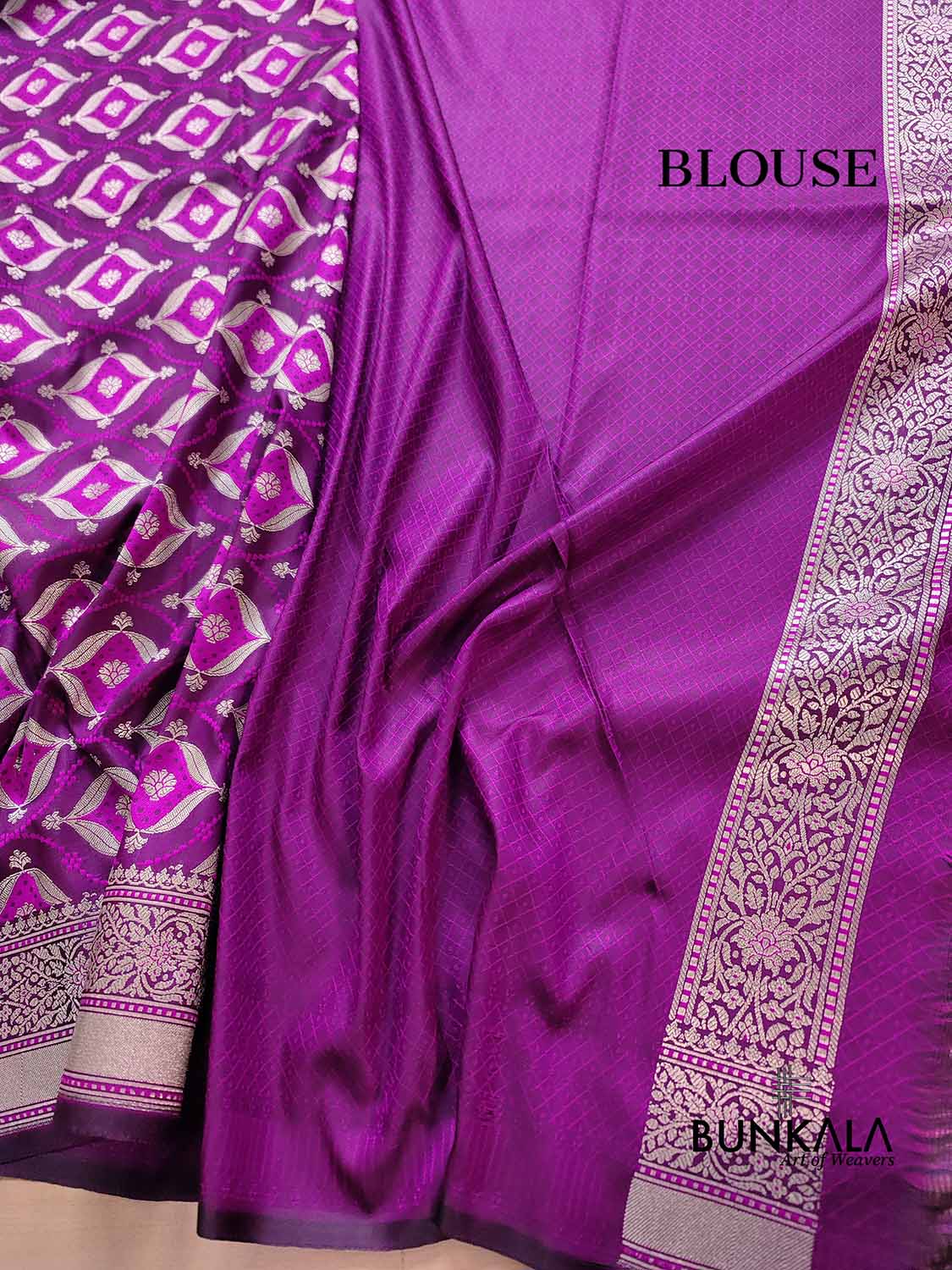 Deep Purple Soft Mashru Silk Jamewar Weaved Banarasi Saree