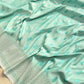 Sea Blue Mashru Silk Jamewar Leaf Buti Design Weaved Banarasi Saree