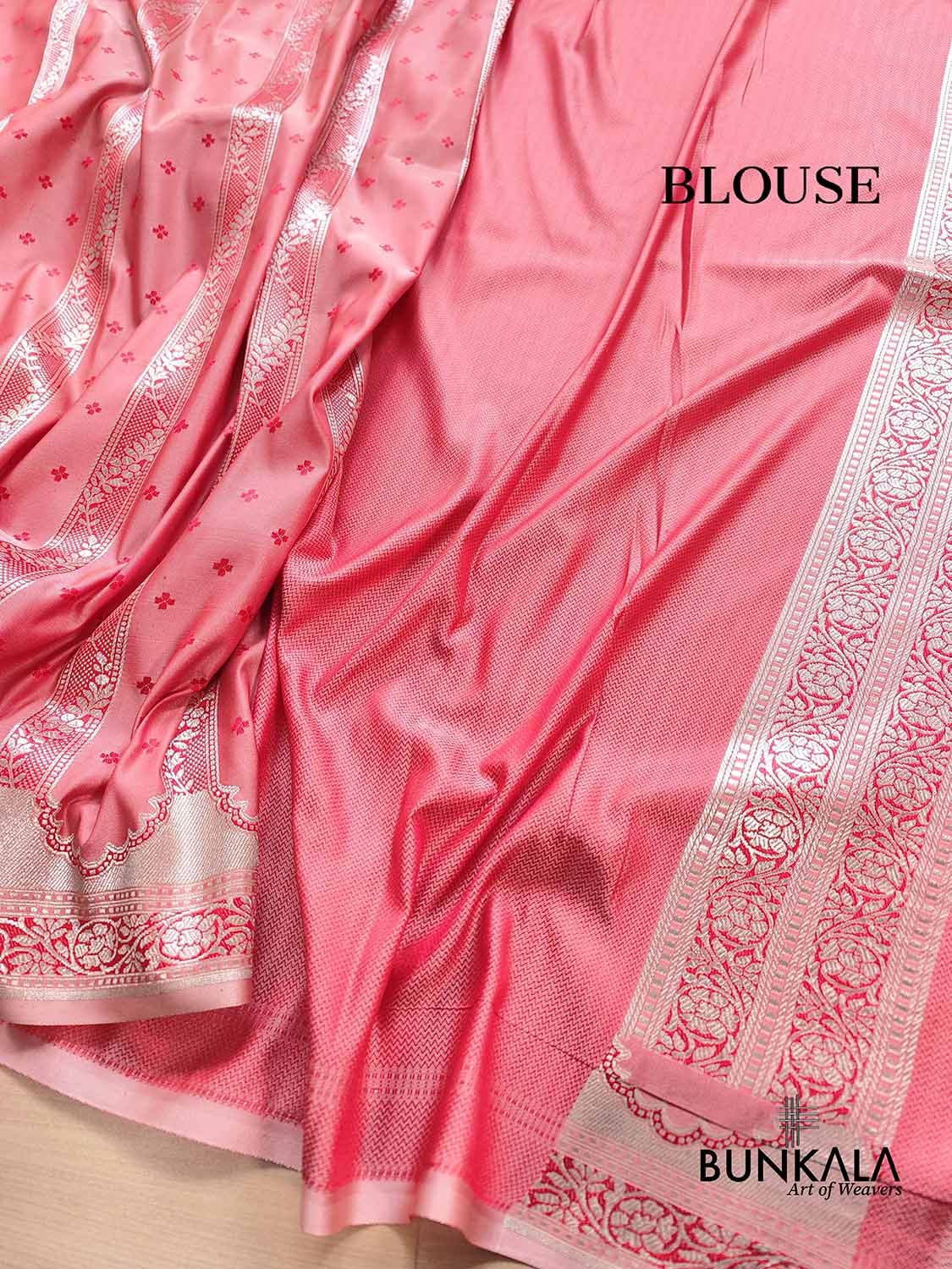 Light Pink Soft Mashru Silk Jamewar Weaved Banarasi Saree