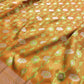 Green and Orange Double Shaded Soft Mashru Silk Jamewar Weaved Floral Jaal Design Banarasi Saree