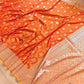 Bright Orange Soft Mashru Silk Jamewar Weaved Floral Jaal Design Banarasi Saree