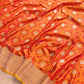 Bright Orange Soft Mashru Silk Jamewar Weaved Floral Jaal Design Banarasi Saree