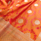 Bright Orange Soft Mashru Silk Jamewar Weaved Floral Jaal Design Banarasi Saree