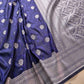 Navy Blue Soft Mashru Silk Jamewar Weaved Floral Jaal Design Banarasi Saree