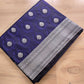 Navy Blue Soft Mashru Silk Jamewar Weaved Floral Jaal Design Banarasi Saree