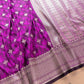 Purple Soft Mashru Silk Jamewar Weaved Leaf Design Banarasi Saree