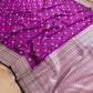 Purple Soft Mashru Silk Jamewar Weaved Leaf Design Banarasi Saree