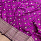 Purple Soft Mashru Silk Jamewar Weaved Leaf Design Banarasi Saree