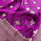 Purple Soft Mashru Silk Jamewar Weaved Leaf Design Banarasi Saree