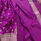 Purple Soft Mashru Silk Jamewar Weaved Leaf Design Banarasi Saree