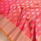 Pink and Orange Double Shaded Soft Mashru Silk Jamewar Weaved Allover Paisley Buti Design Banarasi Saree