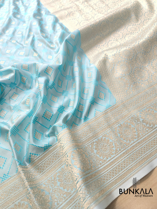 Light Blue Mashru Silk Banarasi Saree