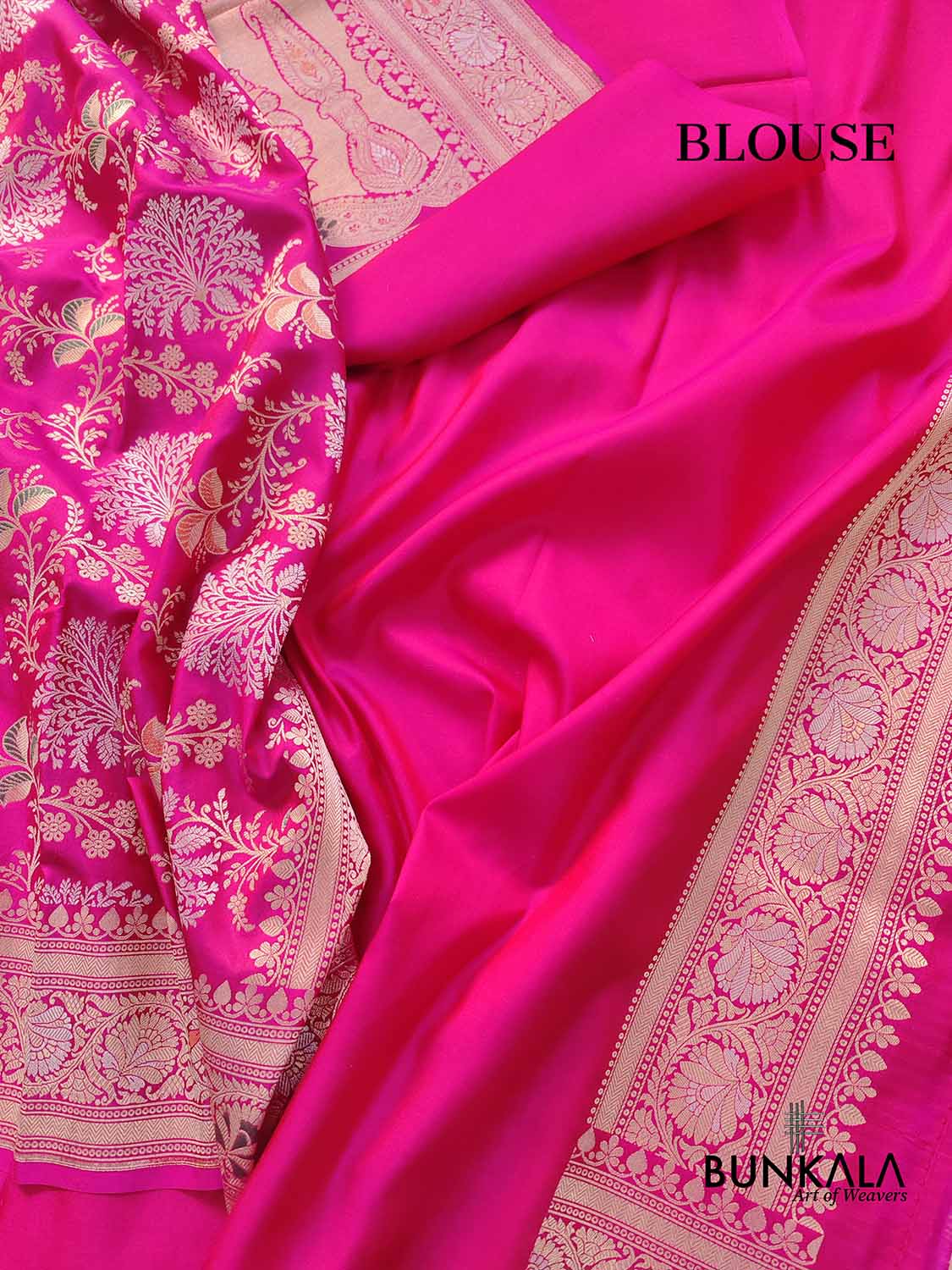 Pink Two Tone Color Pure Katan Silk Sona Rupa Floral Jaal Design Handloom Banarasi Saree