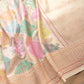 Off White Pure Katan Silk Rangkaat Allover Kadwa Jangla Hand Weaved Floral Design Banarasi Saree