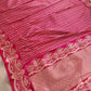 Pinkish Red Pure Katan Silk Handloom Stripe Design Sona Rupa Tanchui Body Banarasi Saree with Scalloped Border