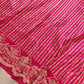 Pinkish Red Pure Katan Silk Handloom Stripe Design Sona Rupa Tanchui Body Banarasi Saree with Scalloped Border