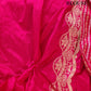 Pinkish Red Pure Katan Silk Handloom Stripe Design Sona Rupa Tanchui Body Banarasi Saree with Scalloped Border