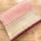 Pastel Peach Pink Pure Tissue Silk Handloom Stripe Design Sona Rupa Banarasi Saree with Contrast Border