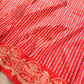 Burnt Orange Pure Katan Silk Handloom Stripe Design Sona Rupa Tanchui Body Banarasi Saree with Scalloped Border